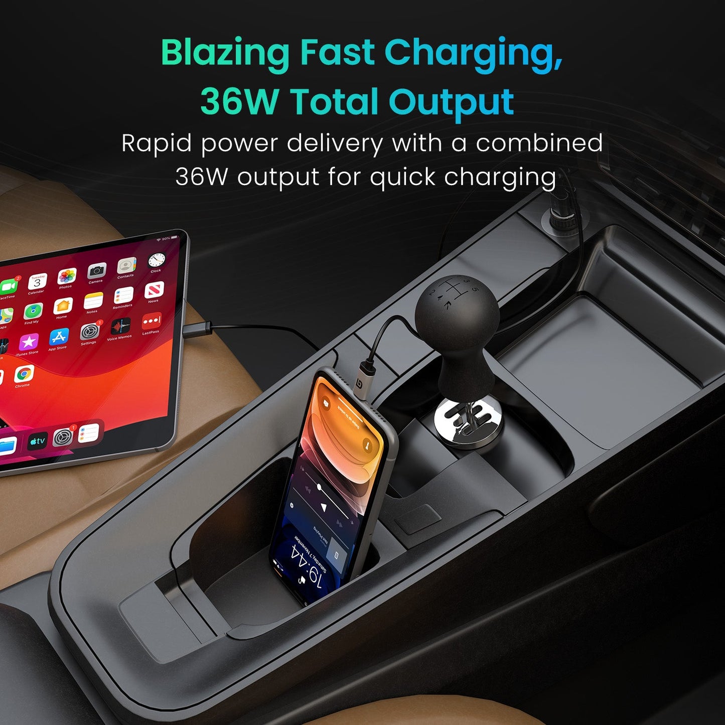 36W Type-C PD 18W USB Transparent Casing Metal Pull Handle