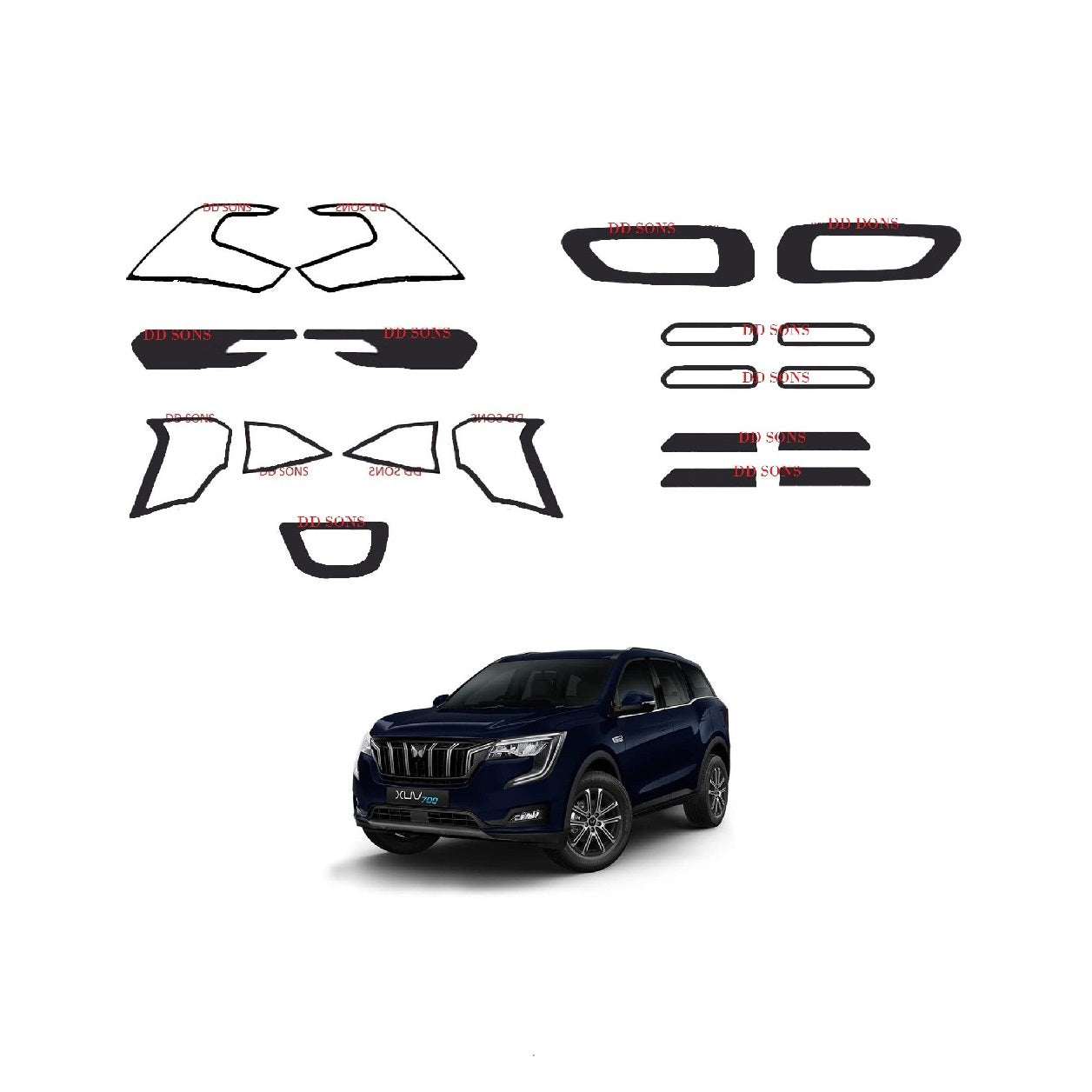 Black Finish Combo Kit for XUV 700 - Model 2021 Onwards