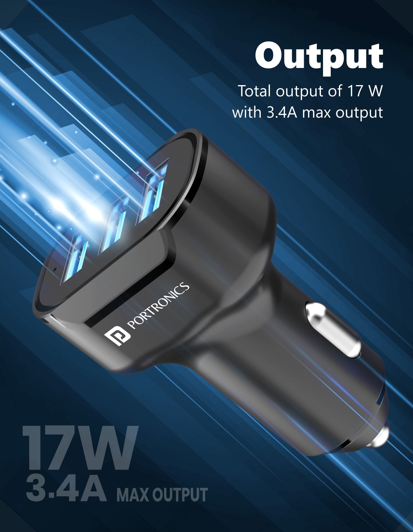 Car Power 11 Fast Car Charger with Triple Port