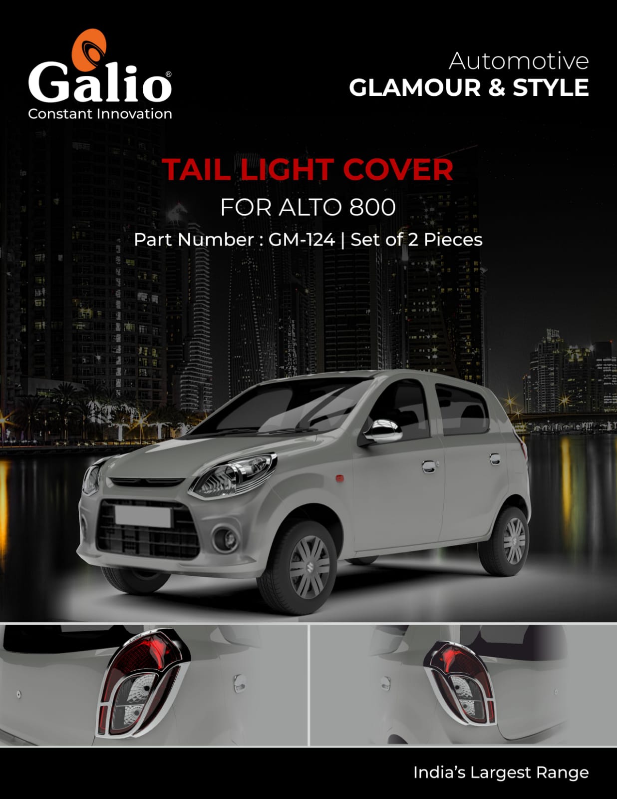 Maruti Suzuki Alto 800 Chrome Finish Tail Lamp Garnish