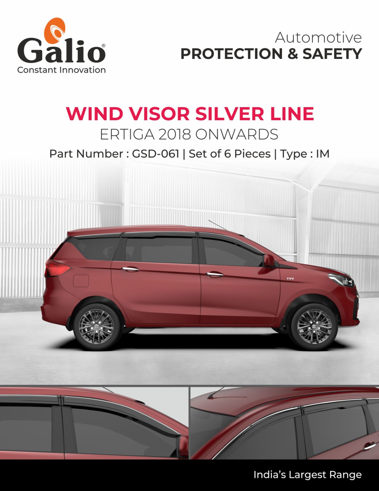 black finish door visor for Maruti Suzuki Ertiga