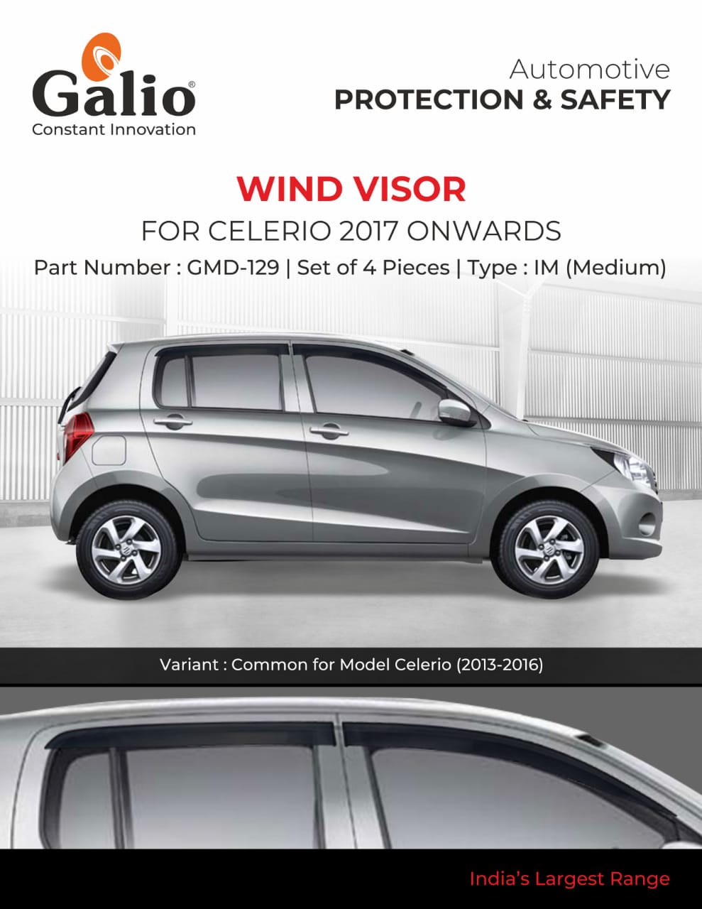 Black Door Visor for Maruti Suzuki Celerio