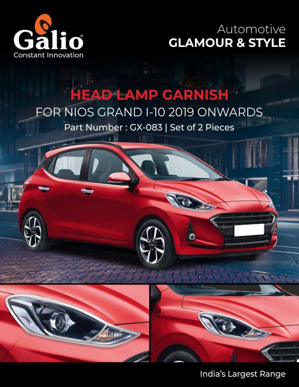 Chrome Finish Head Lamp Garnish for Hyundai I10 Grand Nios