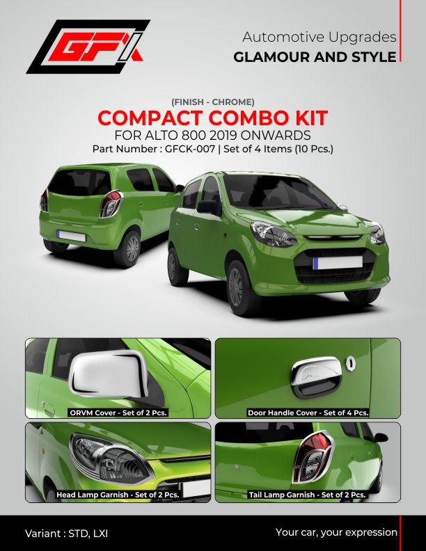 Maruti Suzuki Alto 800 Piano black finish compact combo kit