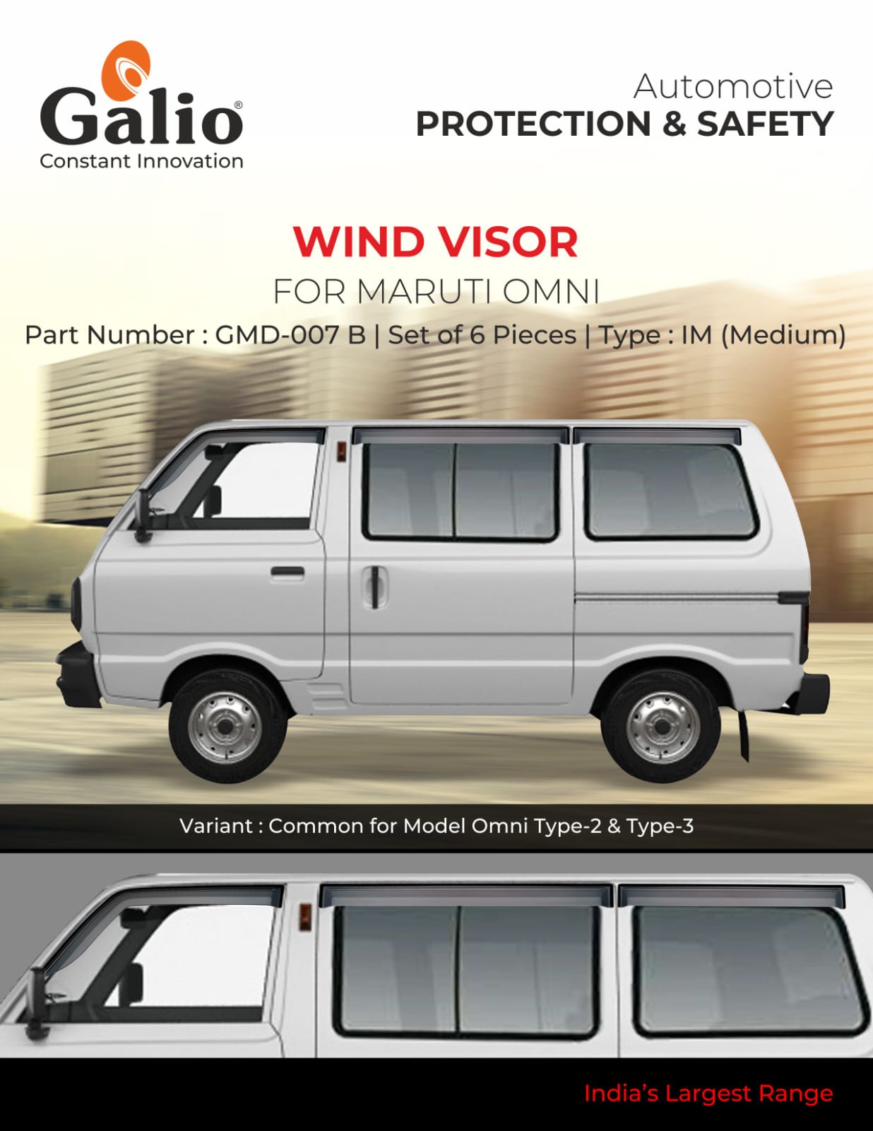 Maruti Suzuki Omni Door Visor Black - 6 Piece
