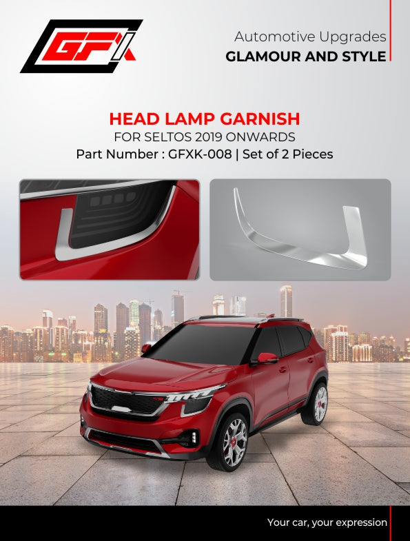 Chrome Finish Head Lamp Garnish for KIA Seltos