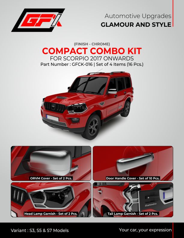 Mahindra Scorpio 2017 Chrome Finish combo kit