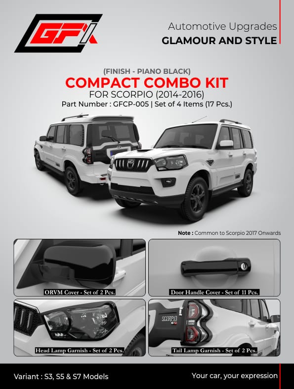 Mahindra Scorpio piano black finish compact combo kit