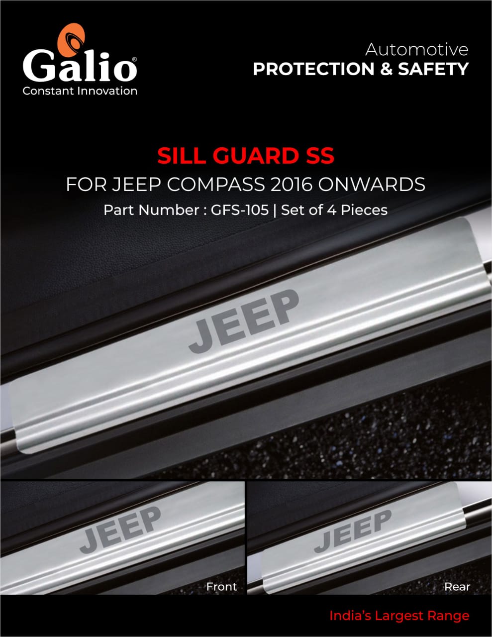 Chrome Finish Jeep Compass Sill Guard SS