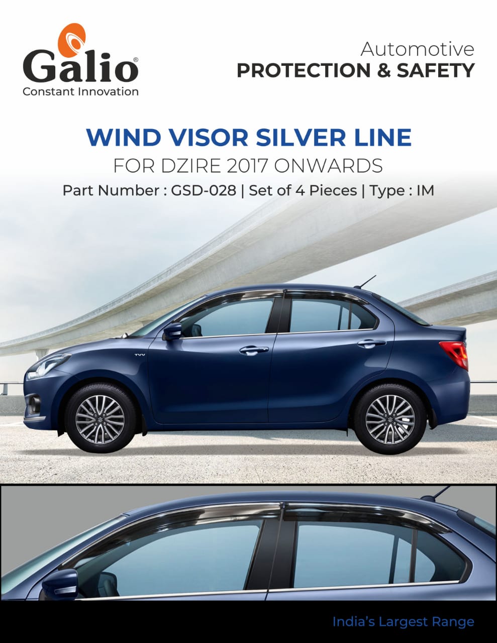 Chrome Line Door Visor for Maruti Suzuki Dzire