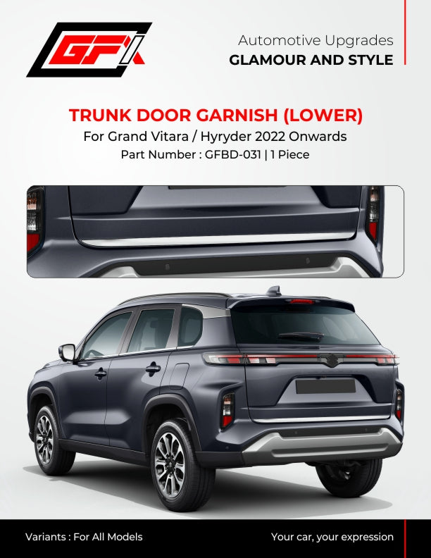 Maruti Suzuki Grand Vitara Trunk Door Garnish Lower - Chrome Finish