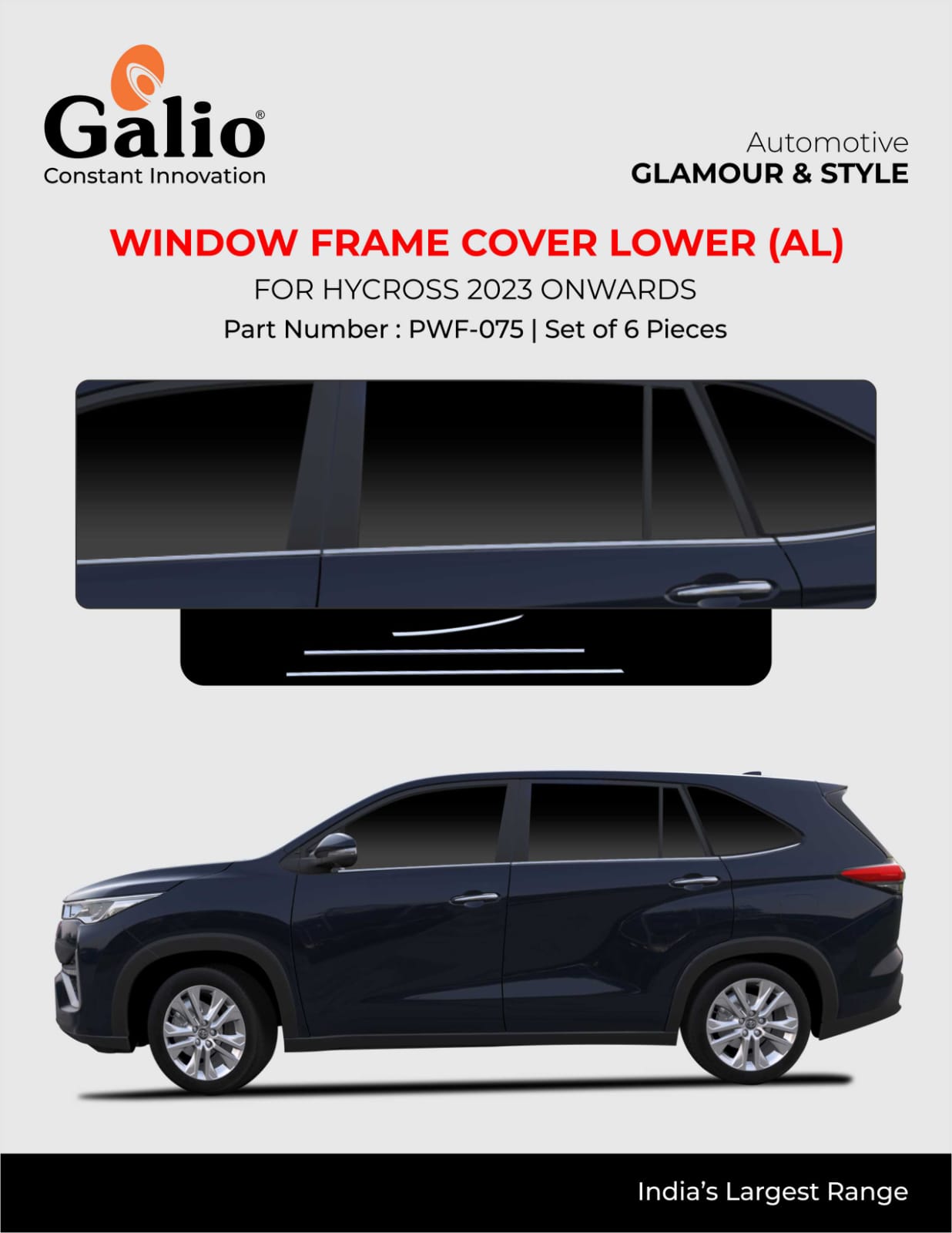 Window Frame Cover Lower For Toyota Hycross - Aluminium