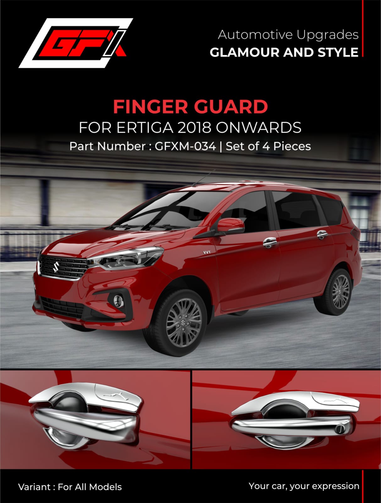 Finger Guard For Maruti Suzuki Ertiga 2018 Onwards Model - Chrome Finish