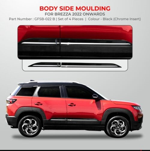 Body Side Cladding For Maruti Suzuki Brezza – Model 2022 Onwards - Black Finish