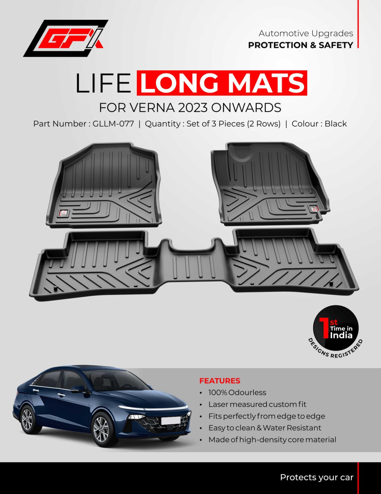 Car Floor Mats For Hyundai Verna - Model 2023 Onwards