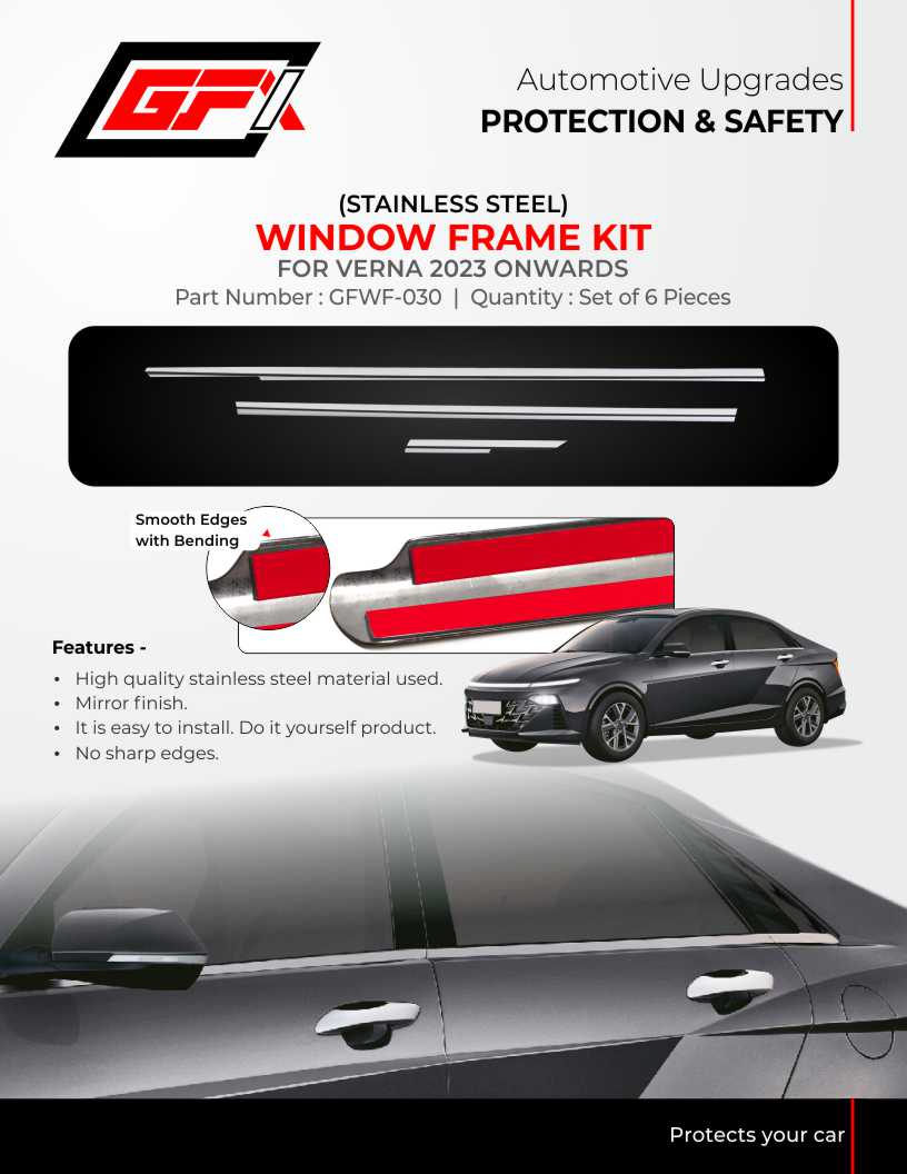 Window Frame Kit For Hyundai Verna - Stainless Steel