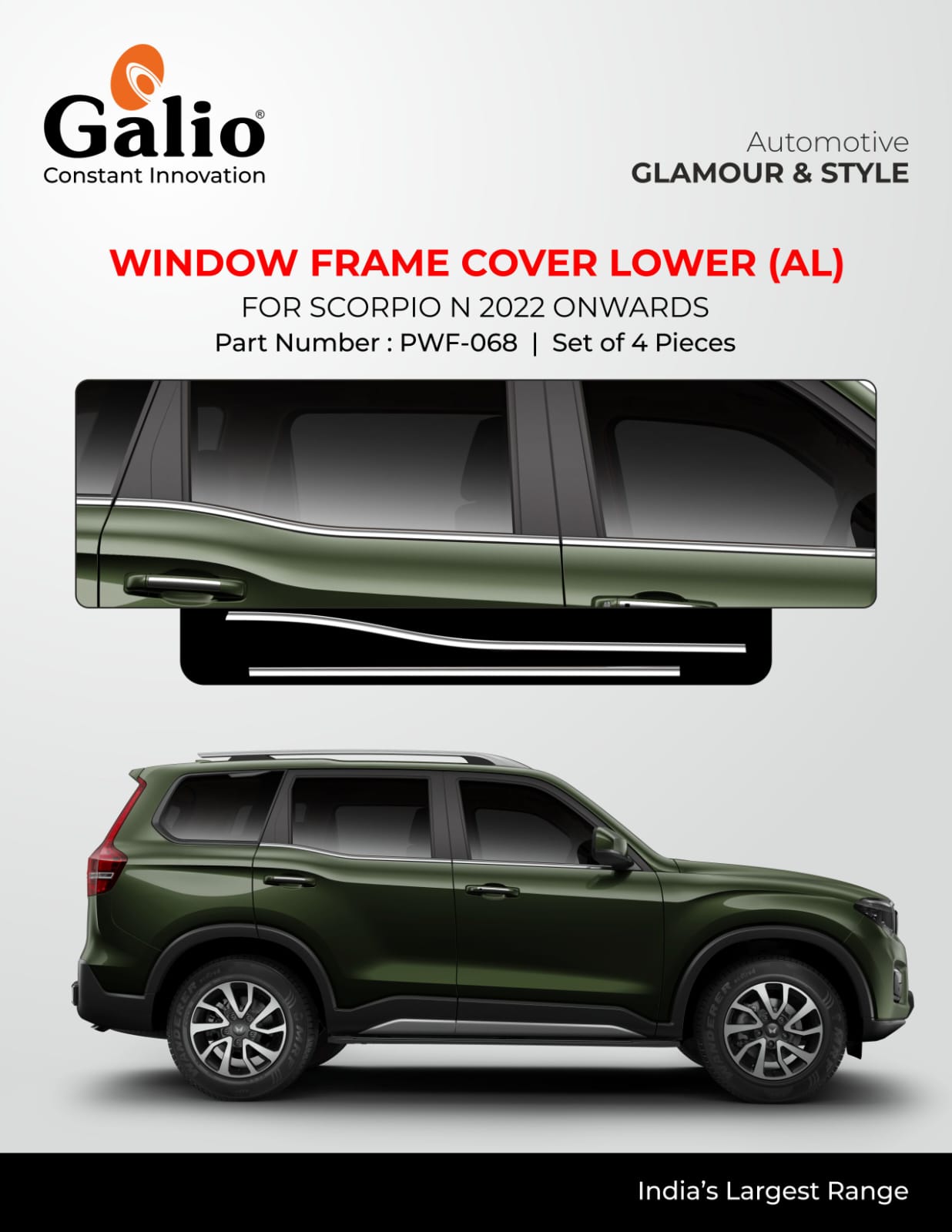Window Frame Cover Lower For Mahindra Scorpio-N - Model 2022 Onwards