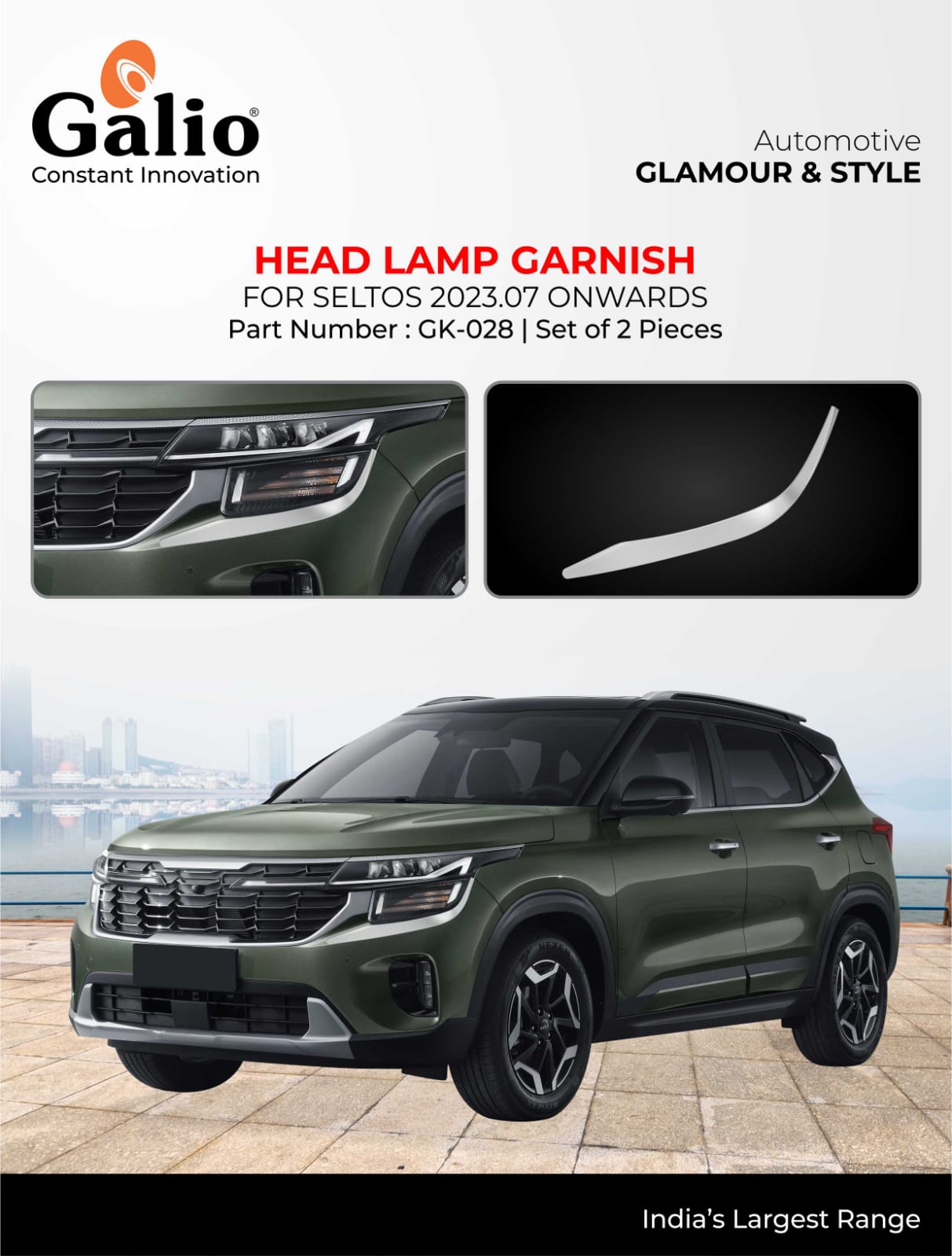 Head Lamp Garnish For Kia Seltos - Model 2023 Onwards