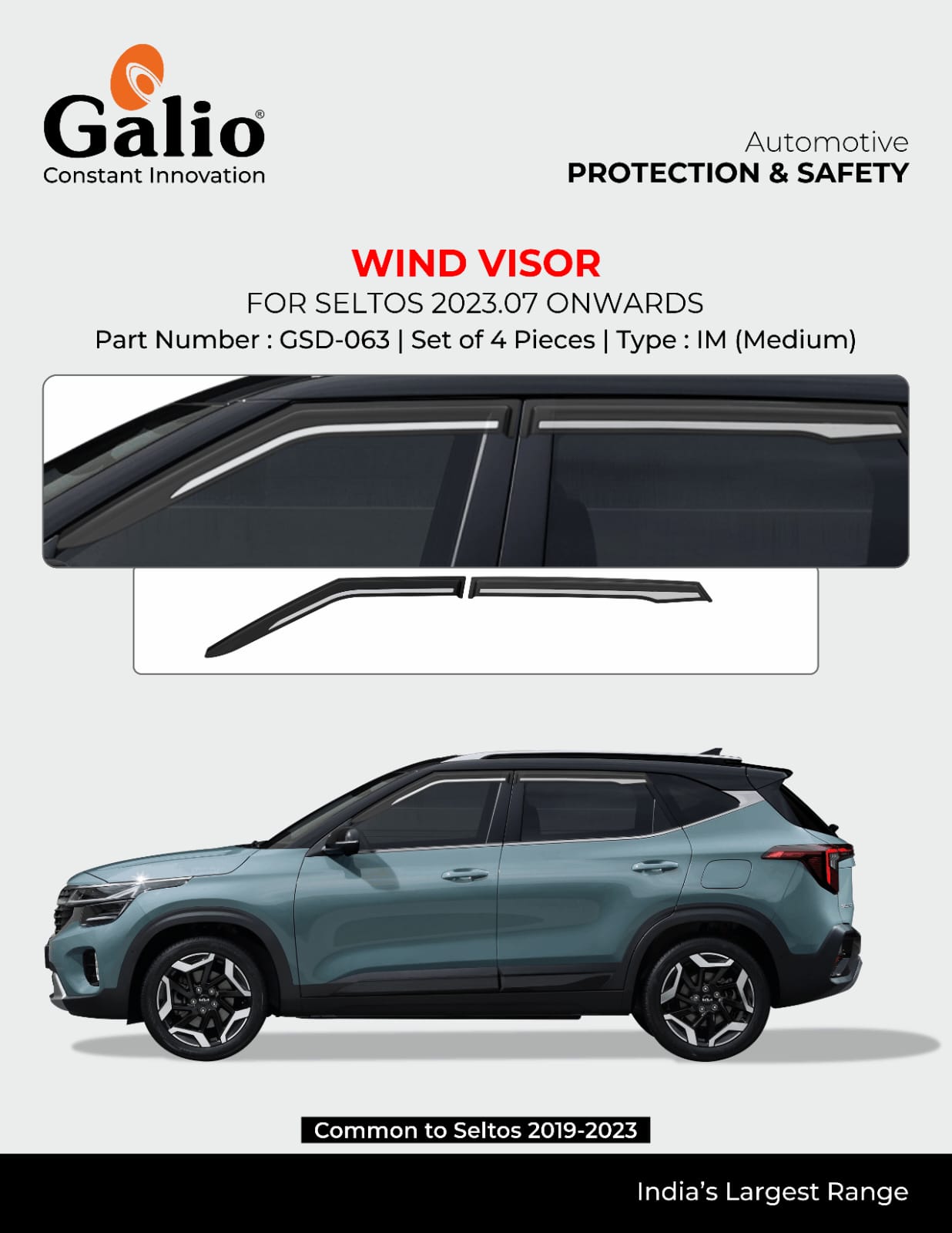 Door Visor Chrome Line For Kia Seltos - Model 2023 Onwards