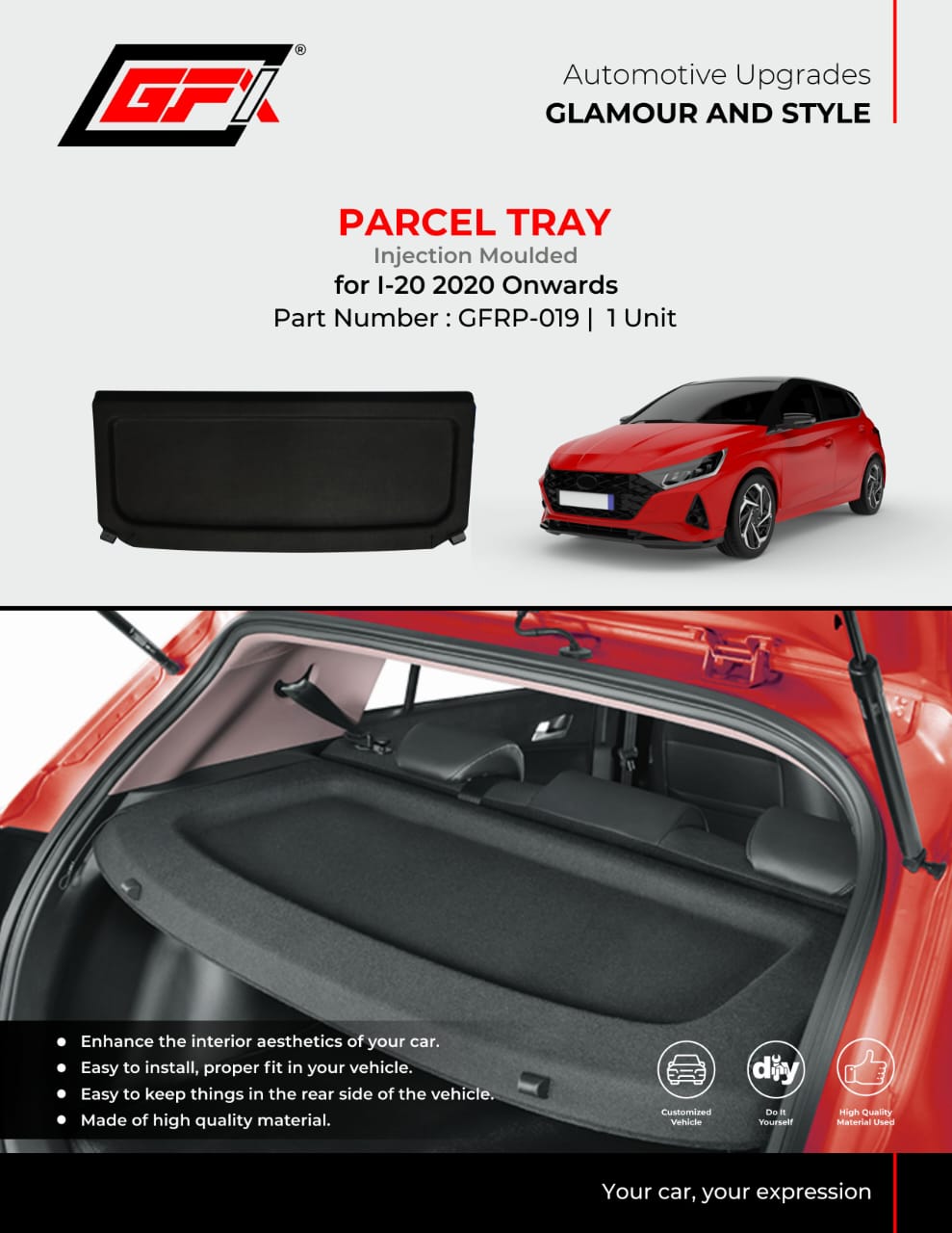 Parcel Tray For Hyundai I20 - Model 2020 Onwards