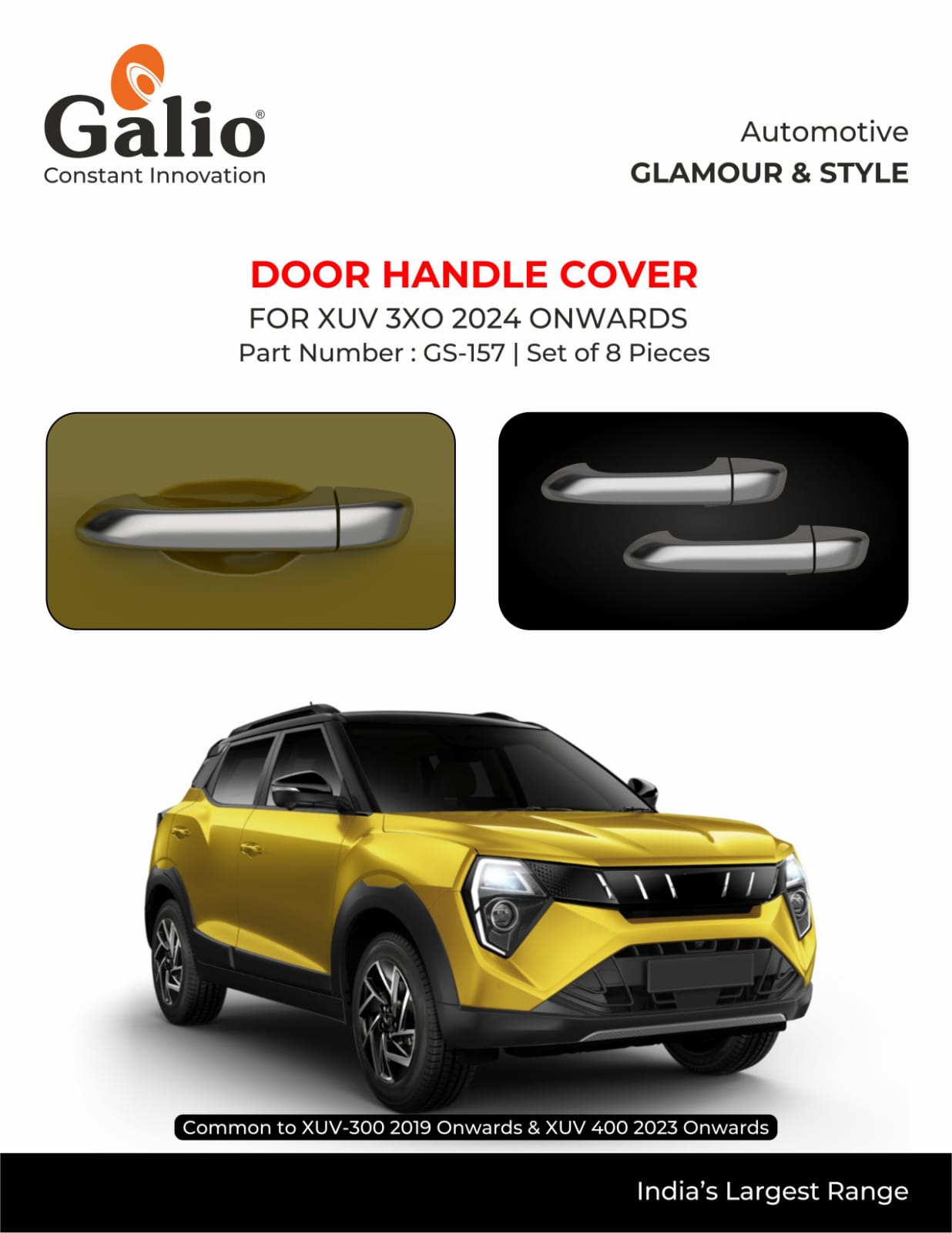 Chrome Finish Door Handle Cover For Mahindra XUV 3XO - Model 2024 Onwards