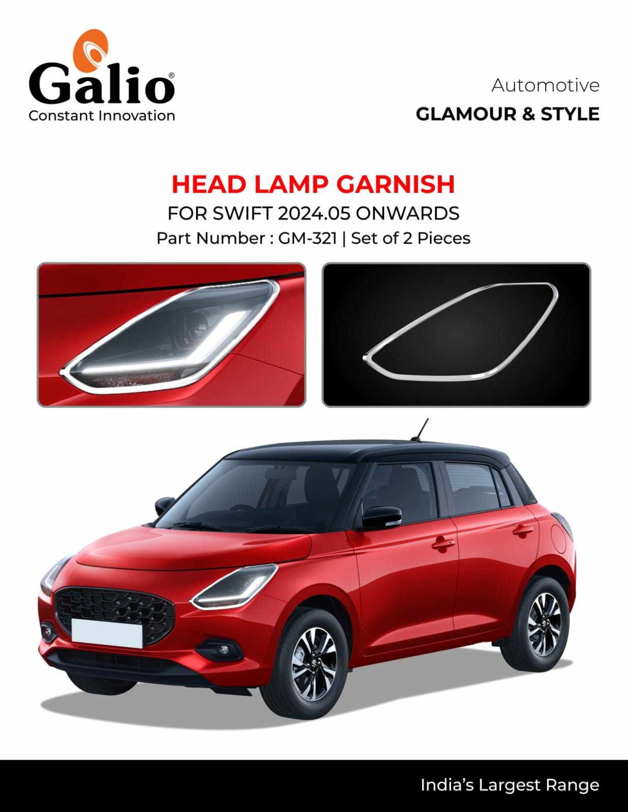 Head Lamp Garnish For Maruti Suzuki Swift - Model 2024 Onwards