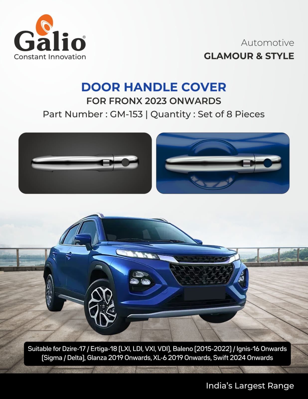Chrome Finish Door Handle Cover For Maruti Suzuki Fronx - Model 2023 Onwards