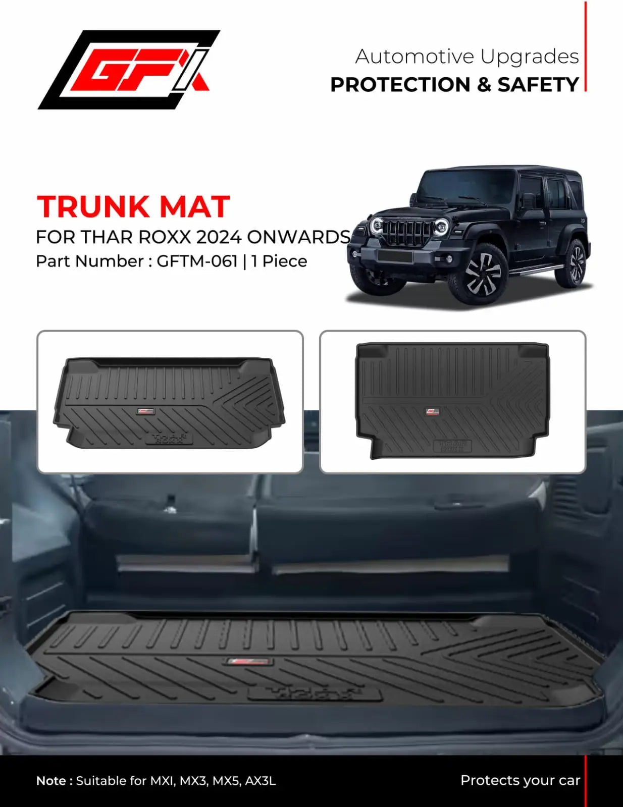 Trunk Mat for Mahindra Thar Roxx - Model 2024 Onwards