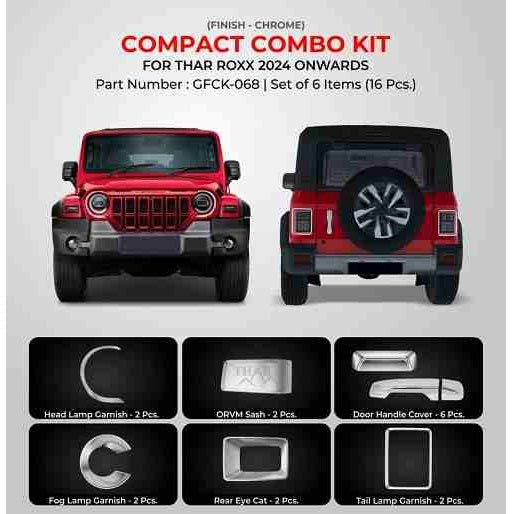Chrome Finish Compact Combo Kit For Mahindra Thar Roxx