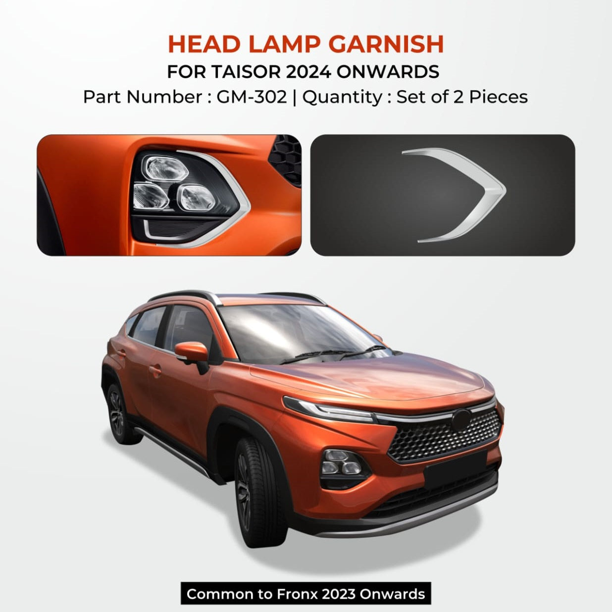 Head Lamp Garnish For Toyota Taisor - Model 2024 Onwards