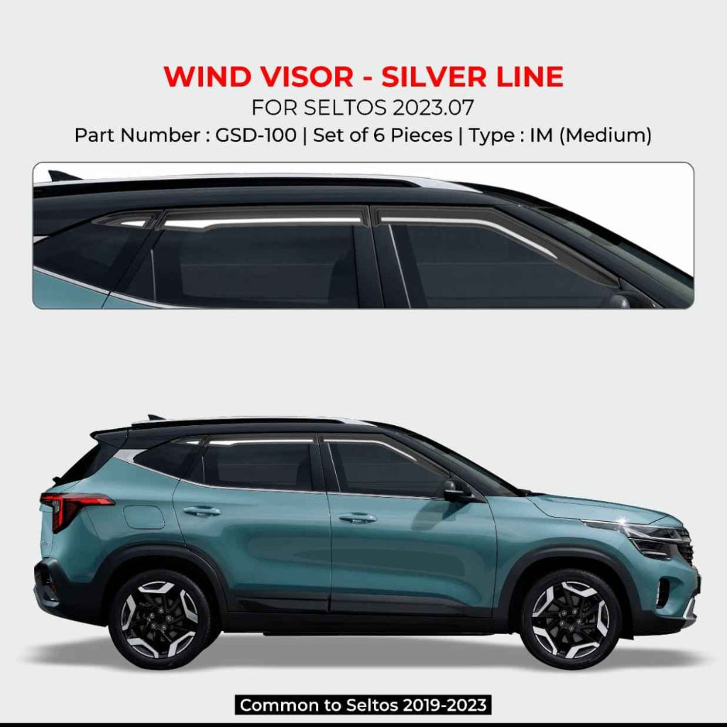 Car wind visor product with car model and specifications on a white background