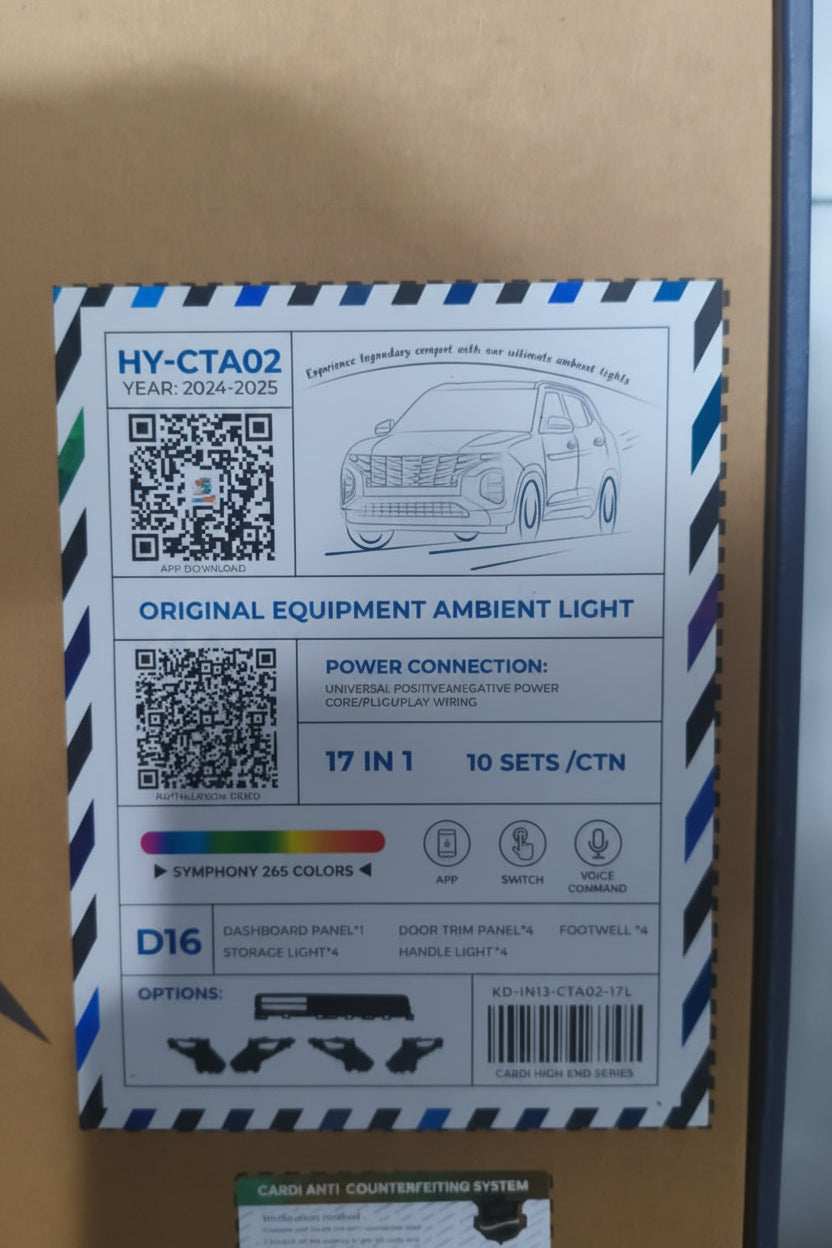 Product packaging with text and graphics on a cardboard background