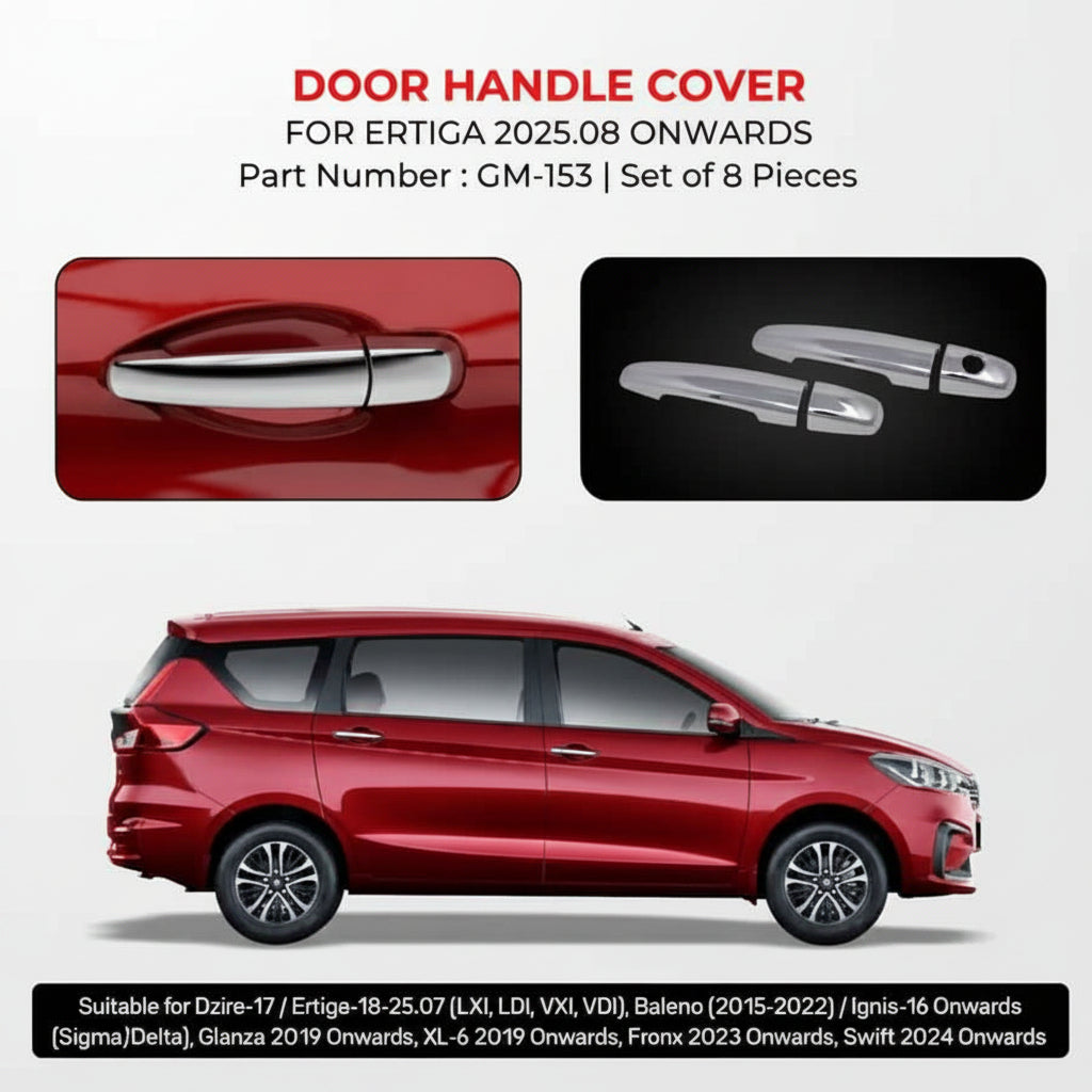 Door handle cover set for Ertiga 2025.08 onwards with car model shown.