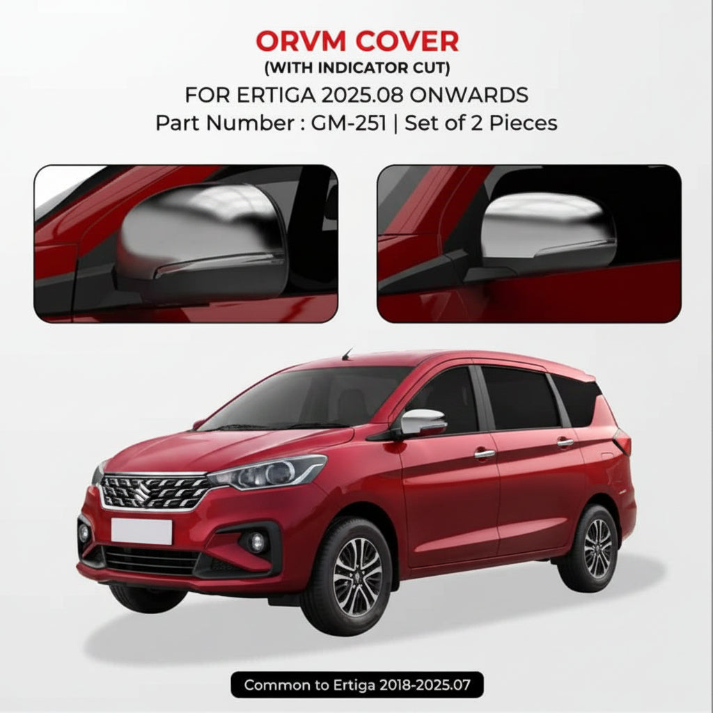 ORVM cover with indicator cut-out for Maruti Suzuki Ertiga on a gray background