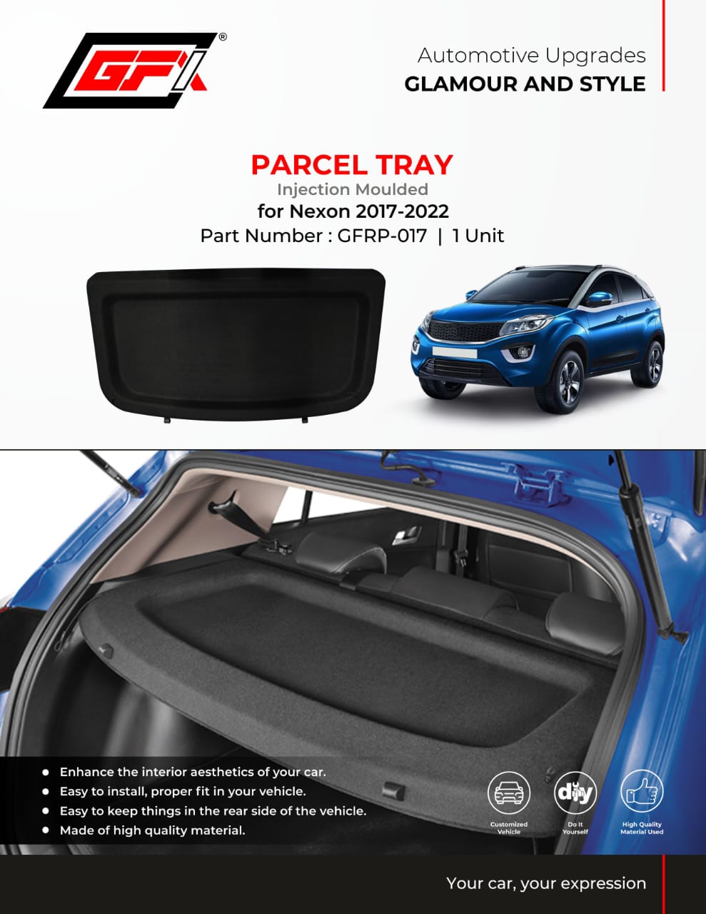 Parcel Tray For Tata Nexon - Model 2017 Onwards