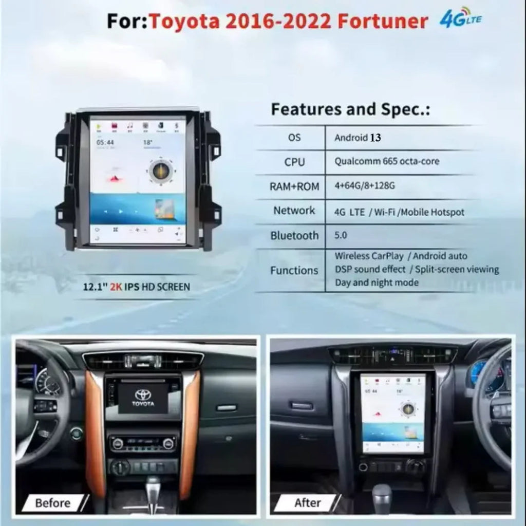 advertisement for Tesla-style screen for Fortuner