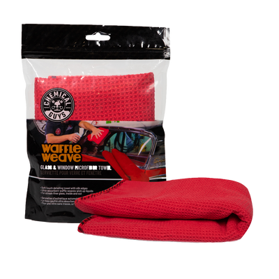 Waffle Weave Glass And Window Microfiber Towel - Red
