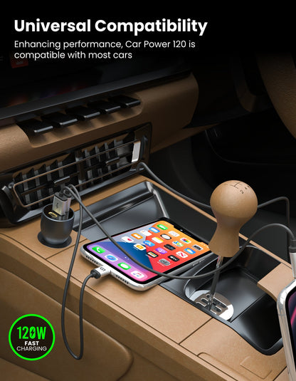 Car Power 120 Fast Car Charger with Triple Port