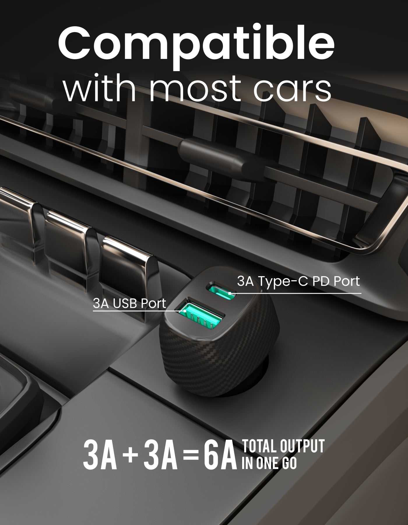 Car Power 6 Fast Car Charger with Dual Port