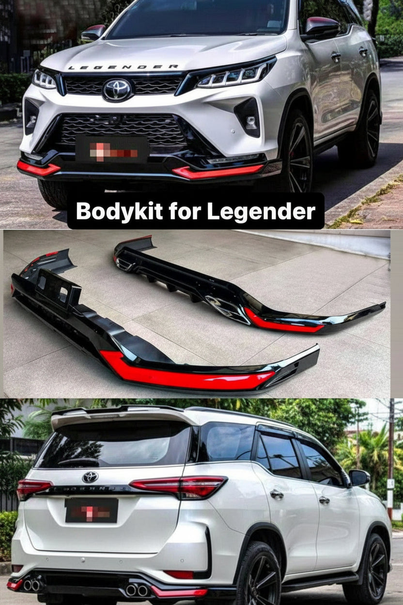 Toyota Legender with bodykit components displayed below.