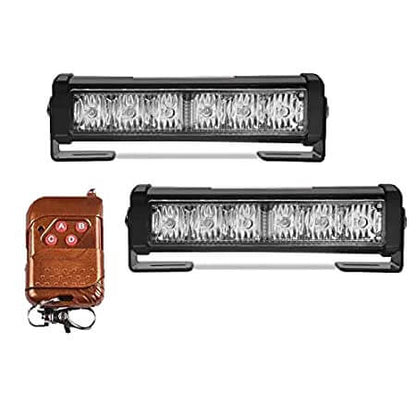 12V Wireless 2 X 6 LED 18W Red Blue Car Warning Light Emergency Flasher Strobe Lamp