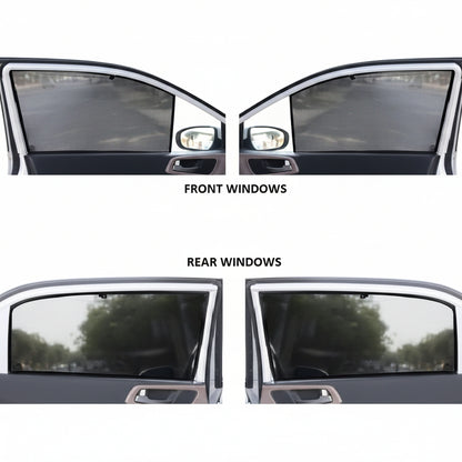 Comparison of front and rear car window sunshades.