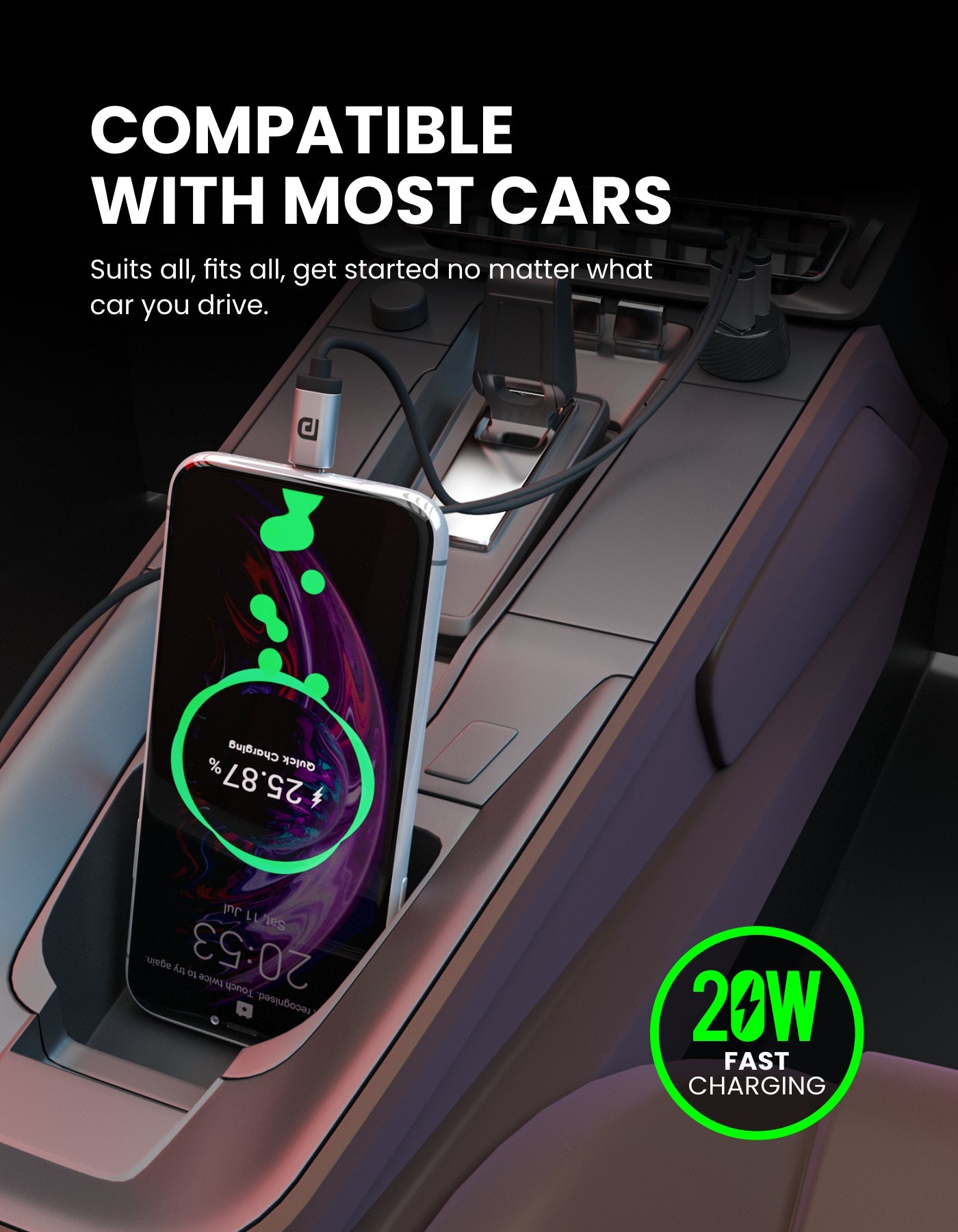 Car Power 7 Fast Car Charger with Dual Port