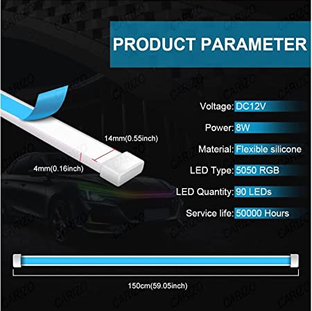RGB LED Hood Strip Lights for Car
