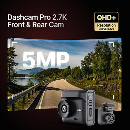 Car Dashcam Pro 2.7K | Dual Channel | Hero Group | NightPulse Vision | 5MP QHD+ Front (140°), 2MP FHD Rear