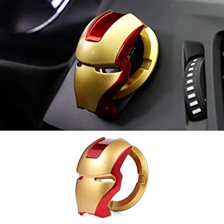 Golden Red Iron Man Car Engine Start Stop Switch Style Button Cover