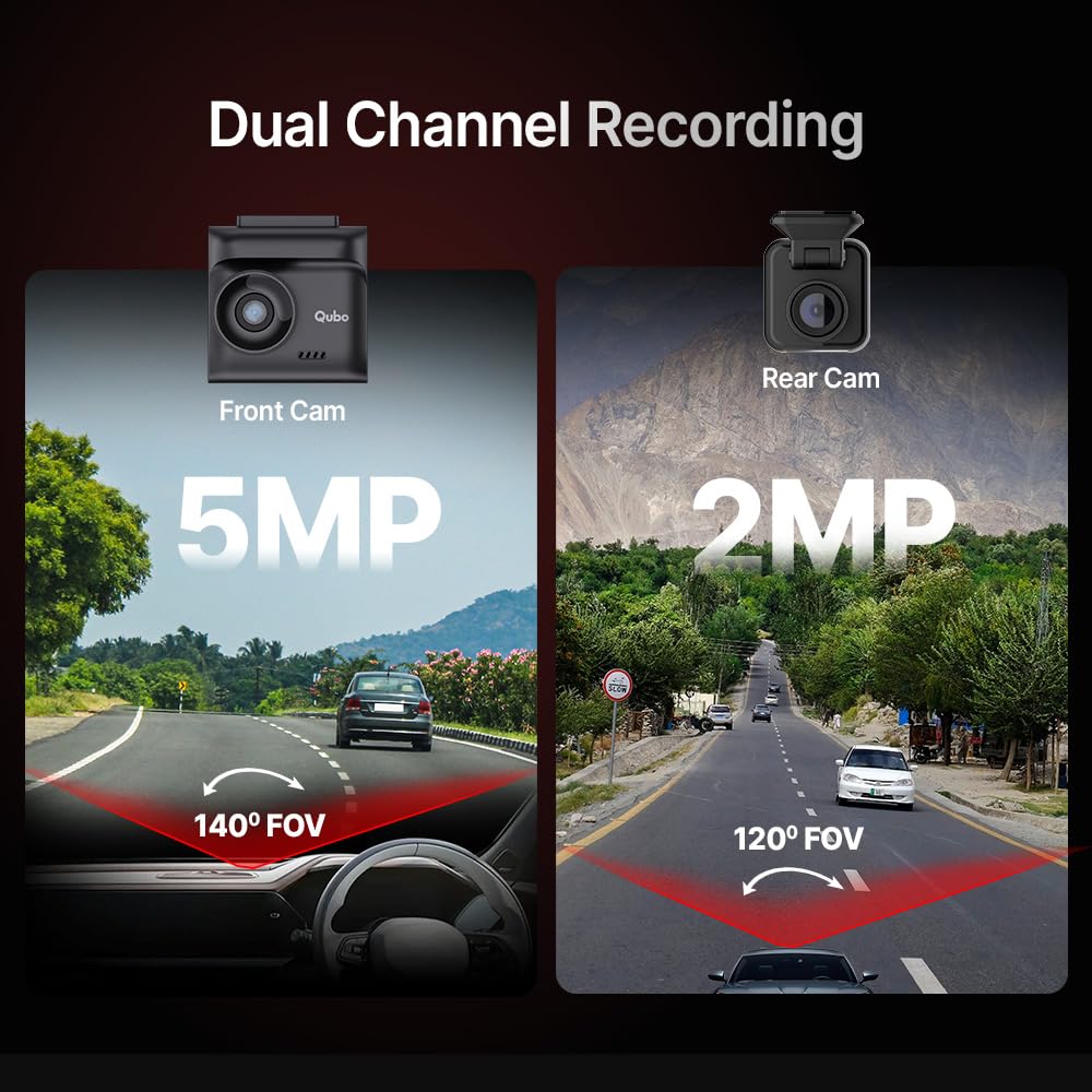 Car Dashcam Pro 2.7K | Dual Channel | Hero Group | NightPulse Vision | 5MP QHD+ Front (140°), 2MP FHD Rear
