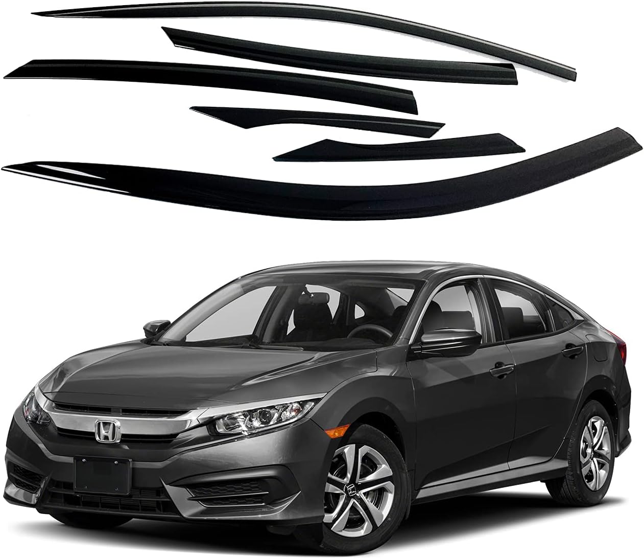 Honda Civic Door Visor - Black Finish
