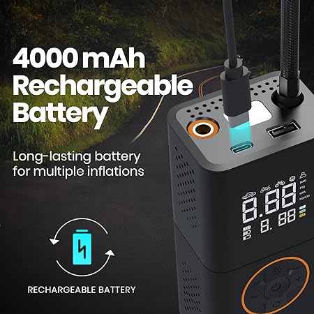 Vayu 3.0 - Tyre Inflator with 150 PSI Pressure, 4000 mAh Battery