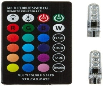 AUTOPOWERZ LED Parking Bulb with IR Remote for All Cars (Pack of 2, Small, Multicolor)